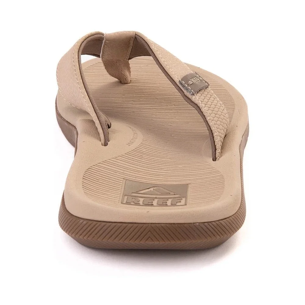 NEW REEF SANTA ANA Men's Sandals Flip Flop CJ4017 Leather SAND Tan Beige‎ Size 8